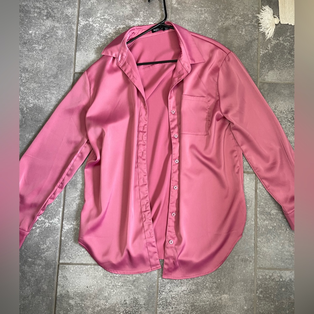 Oversized silk button down